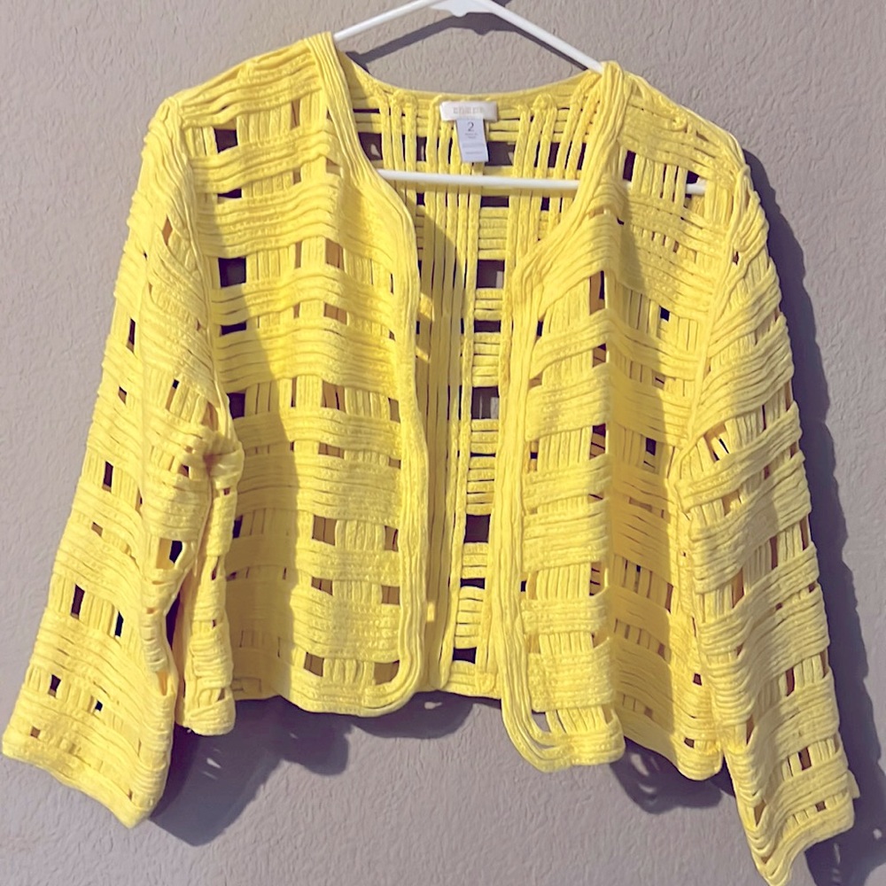 NWOT Chico’s knit yellow versatile sweater Size 2